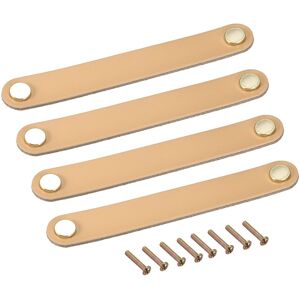 Uxcell Tiroir Tirette, 6.69\" 4pcs Cuir Porte Boutons Commode Poignées Pour Valise Beige - Publicité Uxcell Tiroir Tirette, 6.69\" 4pcs Cuir Porte Boutons Commode Poignées Pour Valise Beige - Publicité