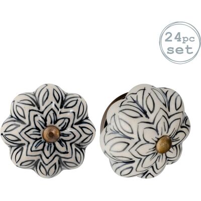 Nicola Spring - 24x Floral Ceramic - Noir - Cabinet Knobs - Publicité Nicola Spring - 24x Floral Ceramic - Noir - Cabinet Knobs - Publicité
