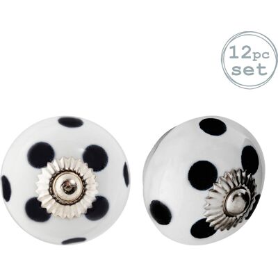 Nicola Spring Bouton de porte en céramique - Polka Dot - Blanc/Noir - Pack de 12 - Publicité Nicola Spring Bouton de porte en céramique - Polka Dot - Blanc/Noir - Pack de 12 - Publicité