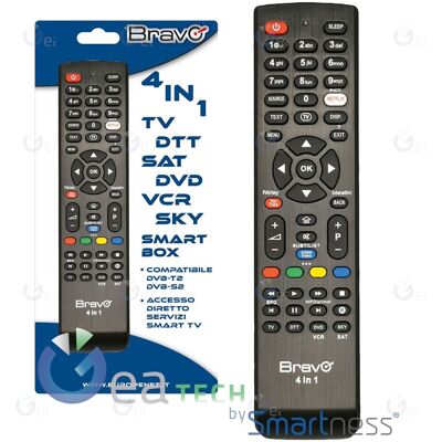 Télécommande Universale Programmable 4 In 1 Bravo Compatibile Tv-Dtt Sat-Dvd - Publicité Télécommande Universale Programmable 4 In 1 Bravo Compatibile Tv-Dtt Sat-Dvd - Publicité