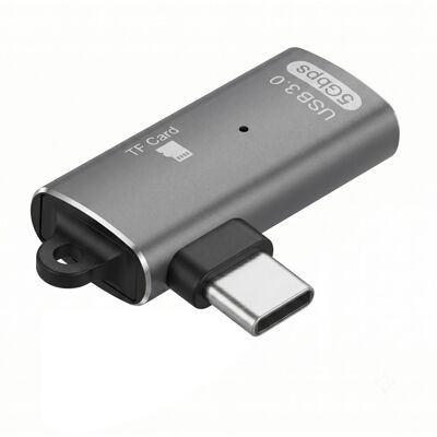 Linq Lecteur Carte Micro Sd / Tf Vers Usb-C Coudé Avec Port Usb-A Gris - Publicité Linq Lecteur Carte Micro Sd / Tf Vers Usb-C Coudé Avec Port Usb-A Gris - Publicité