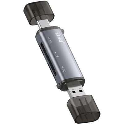 Linq Lecteur De Cartes Mémoire Sd/microsd/cf Double Connecteur Usb-C Et Usb-A - Publicité Linq Lecteur De Cartes Mémoire Sd/microsd/cf Double Connecteur Usb-C Et Usb-A - Publicité
