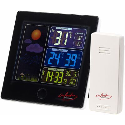 Infactory Station Météo & Horloge Radio-Pilotée Avec Capteur Extérieur Fws-260 - Noir - I - Publicité Infactory Station Météo & Horloge Radio-Pilotée Avec Capteur Extérieur Fws-260 - Noir - I - Publicité