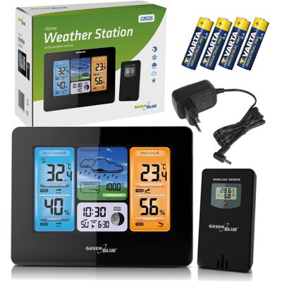 Station Météo Sans Fil Avec Système Dcf En Couleur Greenblue + 4 Piles - Publicité Station Météo Sans Fil Avec Système Dcf En Couleur Greenblue + 4 Piles - Publicité