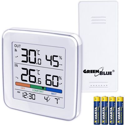 Greenblue Station Météo Sans Fil Gb169 - Thermo/hygro Int/ext, Horloge, Alarme - Publicité Greenblue Station Météo Sans Fil Gb169 - Thermo/hygro Int/ext, Horloge, Alarme - Publicité