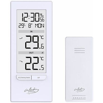 Infactory Thermomètre Avec Horloge Radio-Pilotée Et Capteur Extérieur - Coloris Blanc - I - Publicité Infactory Thermomètre Avec Horloge Radio-Pilotée Et Capteur Extérieur - Coloris Blanc - I - Publicité