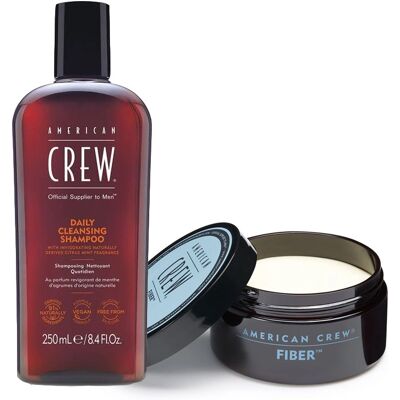 American Crew Kit Shampooing De Nettoyage Quotidien 250ml + Fibre 85gr - Publicité American Crew Kit Shampooing De Nettoyage Quotidien 250ml + Fibre 85gr - Publicité