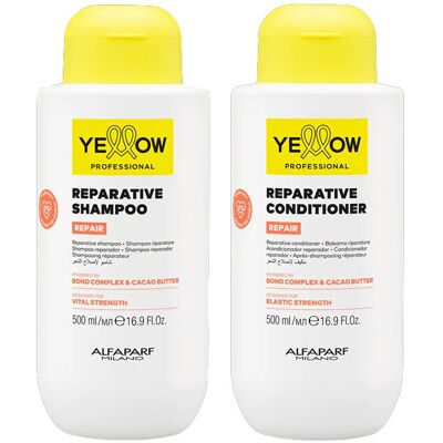 Alfaparf Milano Kit Jaune Shampoing Réparateur 500 Ml + Conditioner 500 Ml - Publicité Alfaparf Milano Kit Jaune Shampoing Réparateur 500 Ml + Conditioner 500 Ml - Publicité