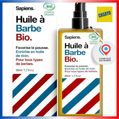 Sapiens Huile Barbe Homme Bio 50ml-Huile De Ricin-Hydrate Et Favorise La Pousse Barbe - Publicité Sapiens Huile Barbe Homme Bio 50ml-Huile De Ricin-Hydrate Et Favorise La Pousse Barbe - Publicité