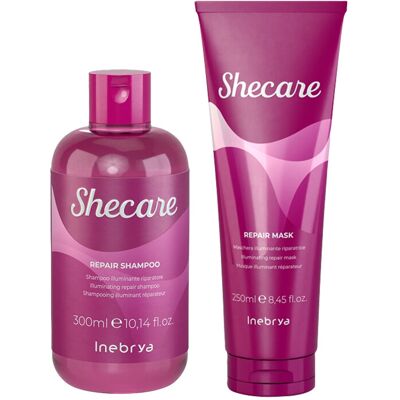 Inebrya Shecare Repair Shampoo Illuminante 300ml + Masque Illuminante 250ml - Publicité Inebrya Shecare Repair Shampoo Illuminante 300ml + Masque Illuminante 250ml - Publicité