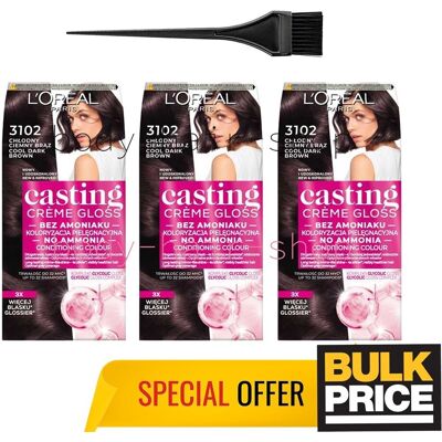 Lot De 3 Crèmes L'Oréal Casting Creme Gloss 3102 Crème De Couleur Cheveux Bri... Publicité Lot De 3 Crèmes L'Oréal Casting Creme Gloss 3102 Crème De Couleur Cheveux Bri... Publicité