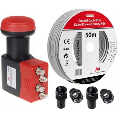 Maclean Mctv-671 Convertisseur Quad Lnb 70db + Câble Rg6 50m F-Plug - Publicité Maclean Mctv-671 Convertisseur Quad Lnb 70db + Câble Rg6 50m F-Plug - Publicité