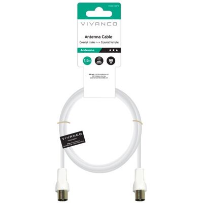 Vivanco Vvanx15mfw Câble Antenne M-F 1,5 M 75 Ohm Blanc - Publicité Vivanco Vvanx15mfw Câble Antenne M-F 1,5 M 75 Ohm Blanc - Publicité