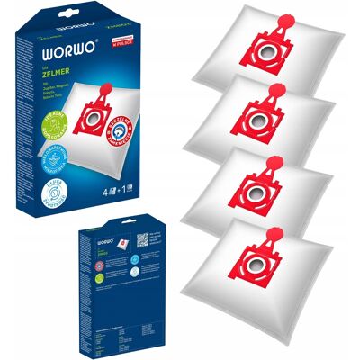 Worwo Sacs Pour Aspirateur Zelmer Jupiter Zvca300b 49.4200 Zmb03k (Lot De 4) + Filtre - Publicité Worwo Sacs Pour Aspirateur Zelmer Jupiter Zvca300b 49.4200 Zmb03k (Lot De 4) + Filtre - Publicité