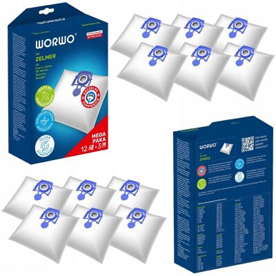 Worwo 12 Sacs Pour Aspirateur Zelmer Meteor 2 Zvc212 Ep Ek Ef - Publicité Worwo 12 Sacs Pour Aspirateur Zelmer Meteor 2 Zvc212 Ep Ek Ef - Publicité