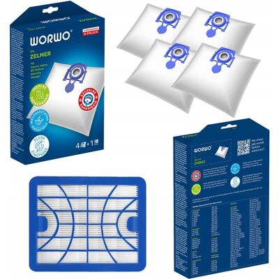 Worwo 4 Sacs Et 1 Filtre Hepa Pour Zelmer Odyssey Meteor Bosch Zmb02k Elf 2 - Publicité Worwo 4 Sacs Et 1 Filtre Hepa Pour Zelmer Odyssey Meteor Bosch Zmb02k Elf 2 - Publicité