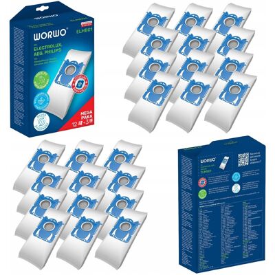 Ensemble De Sacs Worwo Elmb01 Perfekt Bag Pour Electrolux, Philips Et Beko (24 P - Publicité Ensemble De Sacs Worwo Elmb01 Perfekt Bag Pour Electrolux, Philips Et Beko (24 P - Publicité