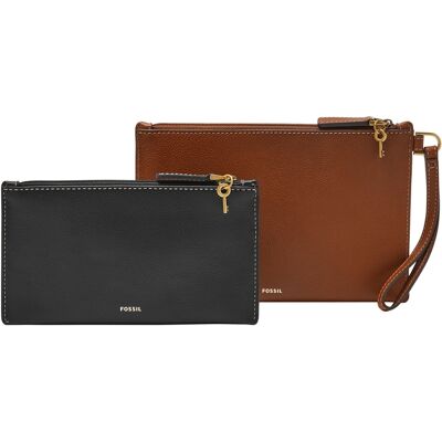 Double Pochette Femme Fossil Slg1579015 Cuir Noir Brun - Publicité Double Pochette Femme Fossil Slg1579015 Cuir Noir Brun - Publicité