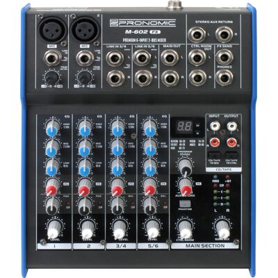Mixeur Pronomic M-602FX - Effets numériques 24 bits - 4 canaux - Publicité Mixeur Pronomic M-602FX - Effets numériques 24 bits - 4 canaux - Publicité