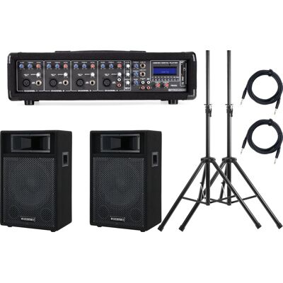 Pronomic - 600W Active Speaker Kit - USB Bluetooth - PA System - Publicité Pronomic - 600W Active Speaker Kit - USB Bluetooth - PA System - Publicité