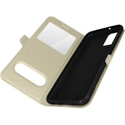 Coque Samsung Galaxy A13 4G - Fenêtre Double Support Vidéo Or - Publicité Coque Samsung Galaxy A13 4G - Fenêtre Double Support Vidéo Or - Publicité
