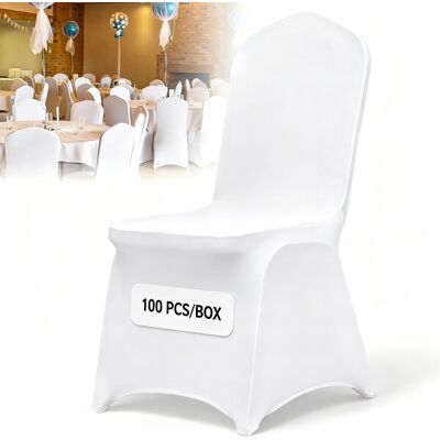 Vevor Couverture Housses De Chaise Blanc Élastique Pour De Mariage 100 Pièces - Publicité Vevor Couverture Housses De Chaise Blanc Élastique Pour De Mariage 100 Pièces - Publicité