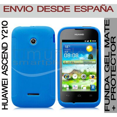 Tumundosmartphone Funda Gel Bleue Mate + Protecteur D'Écran Pour Huawei Ascend Y210 En Espagne - Publicité Tumundosmartphone Funda Gel Bleue Mate + Protecteur D'Écran Pour Huawei Ascend Y210 En Espagne - Publicité