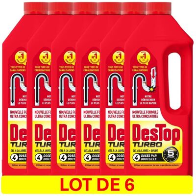 Destop Turbo Déboucheur - Gel Dissolvant Organique - Pack de 6 - Publicité Destop Turbo Déboucheur - Gel Dissolvant Organique - Pack de 6 - Publicité