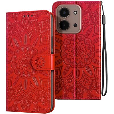 Avizar Étui Portefeuille Pour Redmi 15c Motif Mandala Avec Porte-Cartes Rouge - Publicité Avizar Étui Portefeuille Pour Redmi 15c Motif Mandala Avec Porte-Cartes Rouge - Publicité