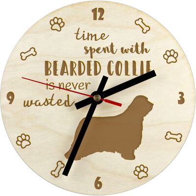 Montre En Contreplaqué Art-Dog Bearded Collie Plus Grande - Publicité Montre En Contreplaqué Art-Dog Bearded Collie Plus Grande - Publicité
