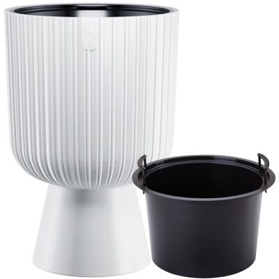 Sans Marque Pot De Fleurs Rond Keli Mika 30 Sur Pied Blanc - Publicité Sans Marque Pot De Fleurs Rond Keli Mika 30 Sur Pied Blanc - Publicité