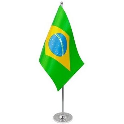 Az Flag - Drapeau De Table Prestige Brésil 22x15cm Satin - Publicité Az Flag - Drapeau De Table Prestige Brésil 22x15cm Satin - Publicité