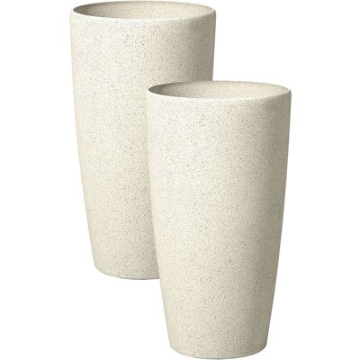 Beliani Ensemble de 2 Pots de Fleurs Beige - Décoration Moderne Extérieur Intérieur - Publicité Beliani Ensemble de 2 Pots de Fleurs Beige - Décoration Moderne Extérieur Intérieur - Publicité