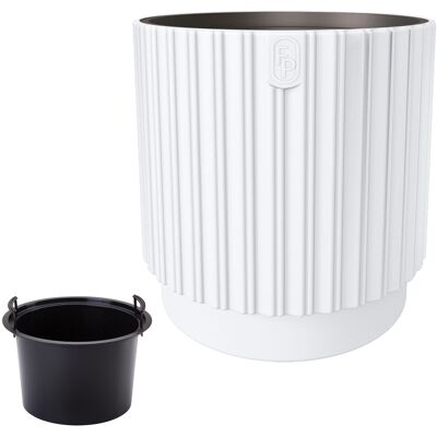 Sans Marque Pot De Fleurs Rond Mika Cyli 40 Avec Insert Blanc - Publicité Sans Marque Pot De Fleurs Rond Mika Cyli 40 Avec Insert Blanc - Publicité