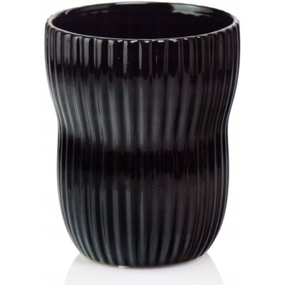 Polnix Pot De Fleurs En Céramique Avec Couvercle Rond Rainuré, Noir, 13 Cm - Publicité Polnix Pot De Fleurs En Céramique Avec Couvercle Rond Rainuré, Noir, 13 Cm - Publicité