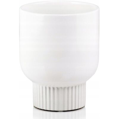 Polnix Pot De Fleurs En Céramique, Rond, Couvercle Rainuré, Blanc, 13 Cm - Publicité Polnix Pot De Fleurs En Céramique, Rond, Couvercle Rainuré, Blanc, 13 Cm - Publicité
