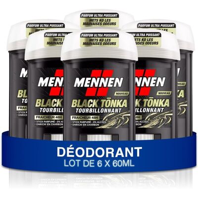 Lot 6 Déodorants Mennen Black Tonka 48h Stick Large Sans Alcool 6 X 60ml - Publicité Lot 6 Déodorants Mennen Black Tonka 48h Stick Large Sans Alcool 6 X 60ml - Publicité