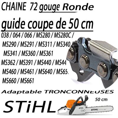Chaine Adapté Pour Stihl Gouge Ronde 72 Entraineurs Coupe De 50 Cm Liste Photo - Publicité Chaine Adapté Pour Stihl Gouge Ronde 72 Entraineurs Coupe De 50 Cm Liste Photo - Publicité
