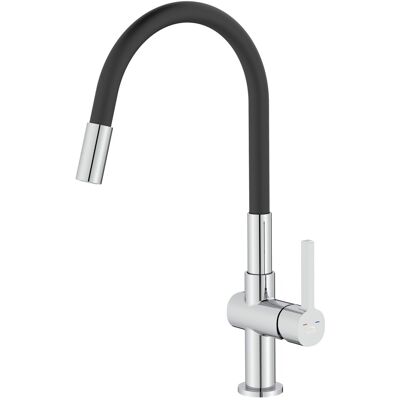 Robinet D'Évier Sur Pied Alita Laveo En Chrome Noir Avec Bec Flexible - Publicité Robinet D'Évier Sur Pied Alita Laveo En Chrome Noir Avec Bec Flexible - Publicité