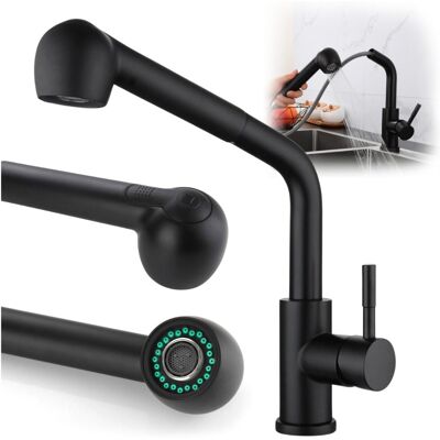 Sans Marque Robinet De Cuisine Avec Bec Extractible 360°, Noir, Sur Pied, Pour Évier - Publicité Sans Marque Robinet De Cuisine Avec Bec Extractible 360°, Noir, Sur Pied, Pour Évier - Publicité