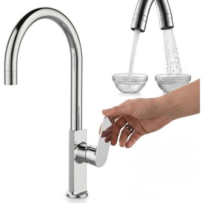 Laveo Robinet De Lavabo Sur Pied Triana Avec Bec Orientable, Chromé, 2 Jets - Publicité Laveo Robinet De Lavabo Sur Pied Triana Avec Bec Orientable, Chromé, 2 Jets - Publicité