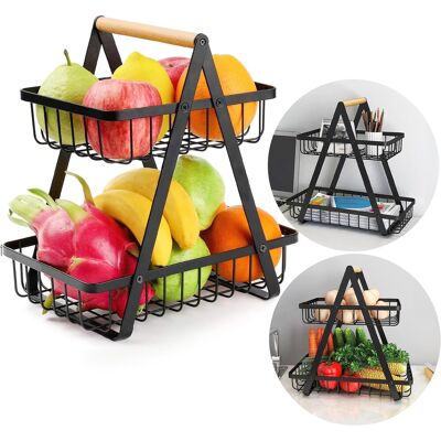 Sans Marque Panier À Fruits Pulos À 2 Niveaux Noir - Publicité Sans Marque Panier À Fruits Pulos À 2 Niveaux Noir - Publicité