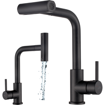 Laveo Robinet Sur Pied Rotaro Noir Avec Bec Multifonctionnel Extractible - Publicité Laveo Robinet Sur Pied Rotaro Noir Avec Bec Multifonctionnel Extractible - Publicité