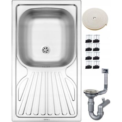 Sans Marque Évier De Cuisine Encastrable En Acier À Une Cuve 76 X 43 Cm - Publicité Sans Marque Évier De Cuisine Encastrable En Acier À Une Cuve 76 X 43 Cm - Publicité