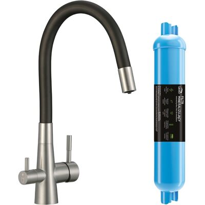 Robinet D'Évier Avec Bec Flexible + Filtre Minéralisateur Riveco Laveo - Publicité Robinet D'Évier Avec Bec Flexible + Filtre Minéralisateur Riveco Laveo - Publicité