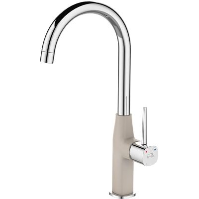 Laveo Robinet De Cuisine Pola, Chromé, Beige, En U, Bec Orientable, Tête En Céramique - Publicité Laveo Robinet De Cuisine Pola, Chromé, Beige, En U, Bec Orientable, Tête En Céramique - Publicité