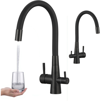 Laveo Robinet De Cuisine Noir Riveco Avec Filtre À Eau Et Bec Flexible - Publicité Laveo Robinet De Cuisine Noir Riveco Avec Filtre À Eau Et Bec Flexible - Publicité