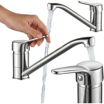 Kuchinox Robinet De Lavabo Sur Pied, Bec Orientable, Finition Chromée Brillante, Robuste - Publicité Kuchinox Robinet De Lavabo Sur Pied, Bec Orientable, Finition Chromée Brillante, Robuste - Publicité