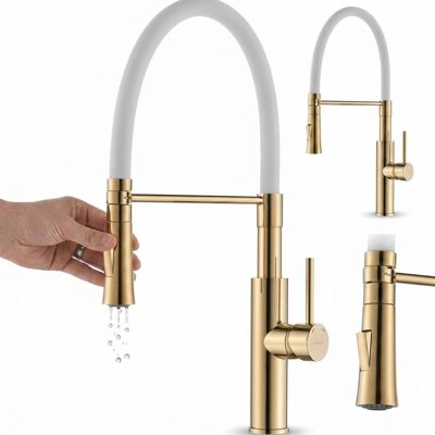 Kuchinox Robinet De Cuisine Sur Pied Shire White Gold Avec Bec Flexible - Publicité Kuchinox Robinet De Cuisine Sur Pied Shire White Gold Avec Bec Flexible - Publicité