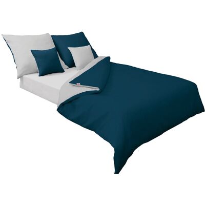 Matex Parure De Lit En Satin 220x200 Cm, Double Face, Gris Et Bleu - Publicité Matex Parure De Lit En Satin 220x200 Cm, Double Face, Gris Et Bleu - Publicité